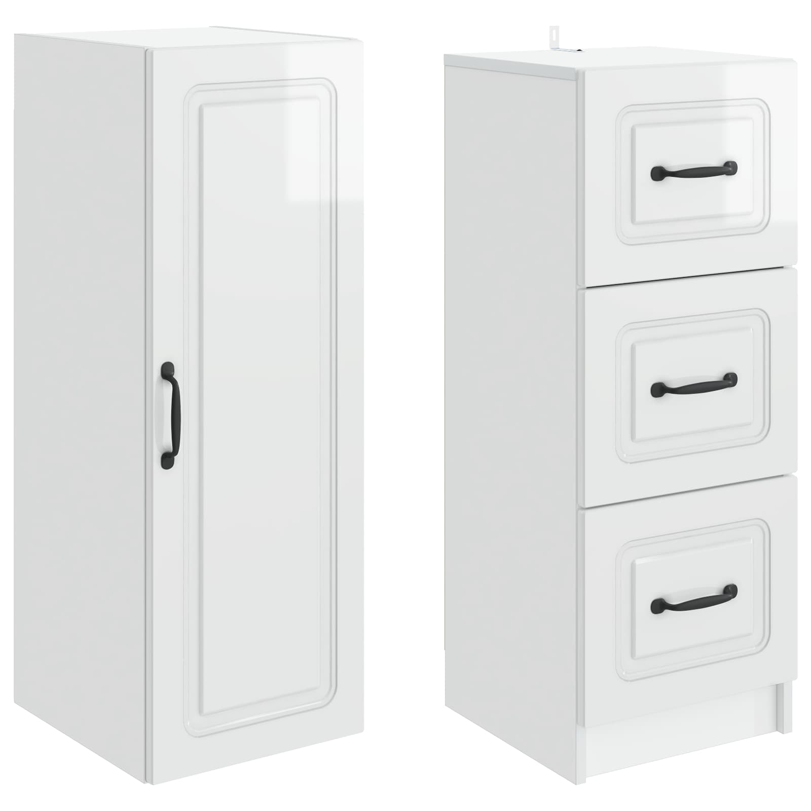 Schrankset 2 pcs Hochglanz Weiß 33 x 34,5 x 87 cm Holzwerkstoff