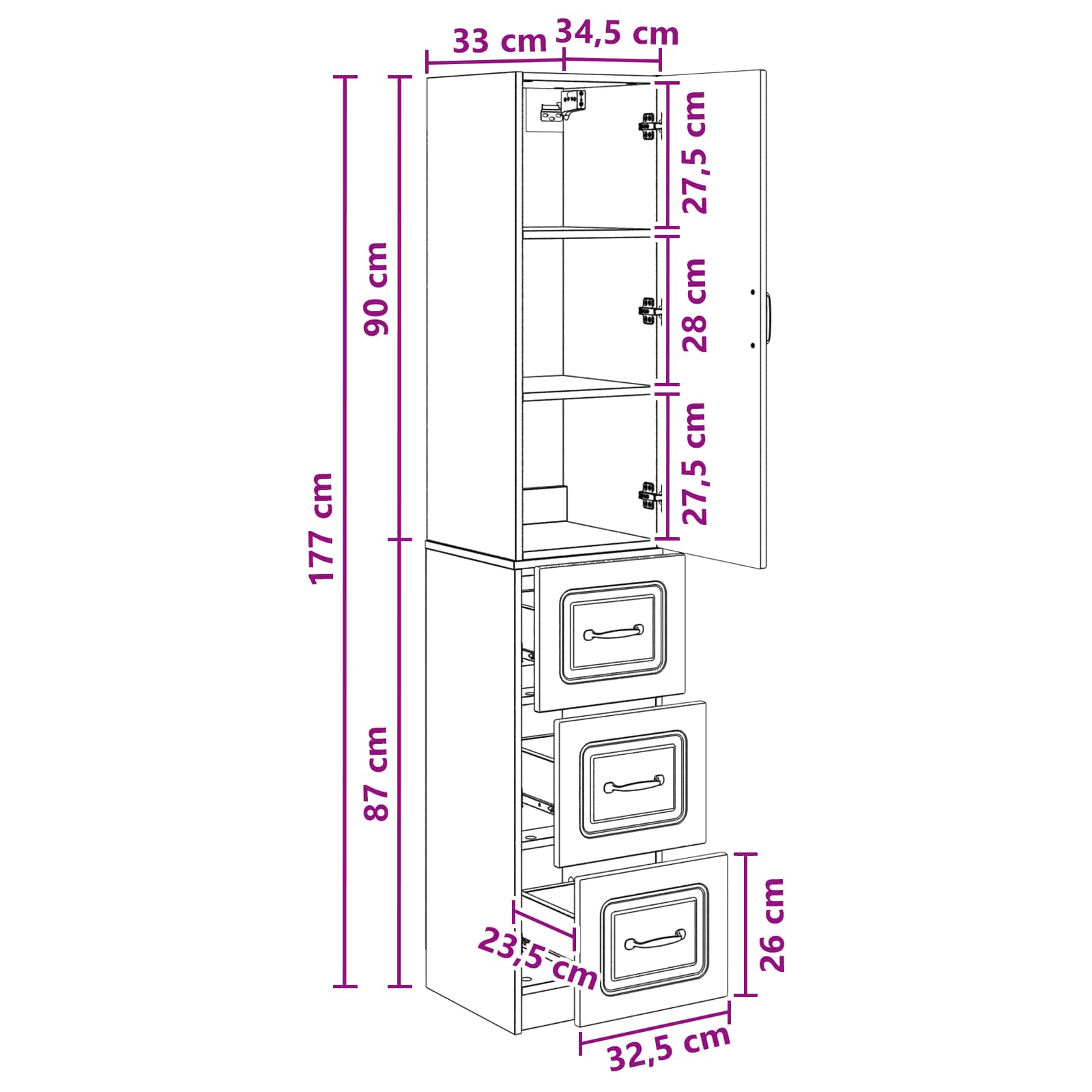Schrankset 2 pcs Hochglanz Weiß 33 x 34,5 x 87 cm Holzwerkstoff