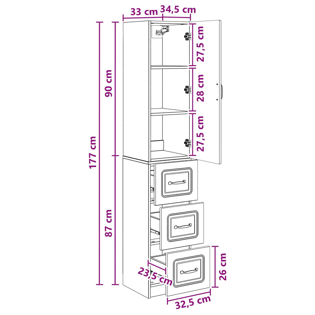 Schrankset 2 pcs Altholz 33 x 34,5 x 87 cm Holzwerkstoff