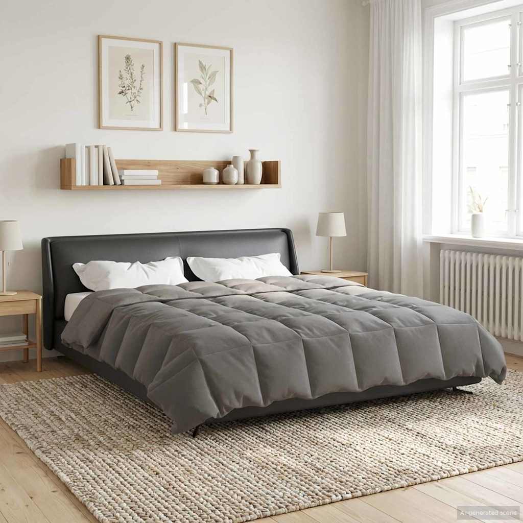Sommerdecke Gepolstert Hellgrau 200 x 220 cm Mikrofaser