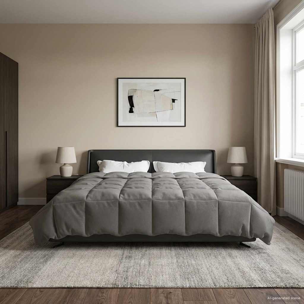 Sommerdecke Gepolstert Hellgrau 220 x 260 cm Mikrofaser