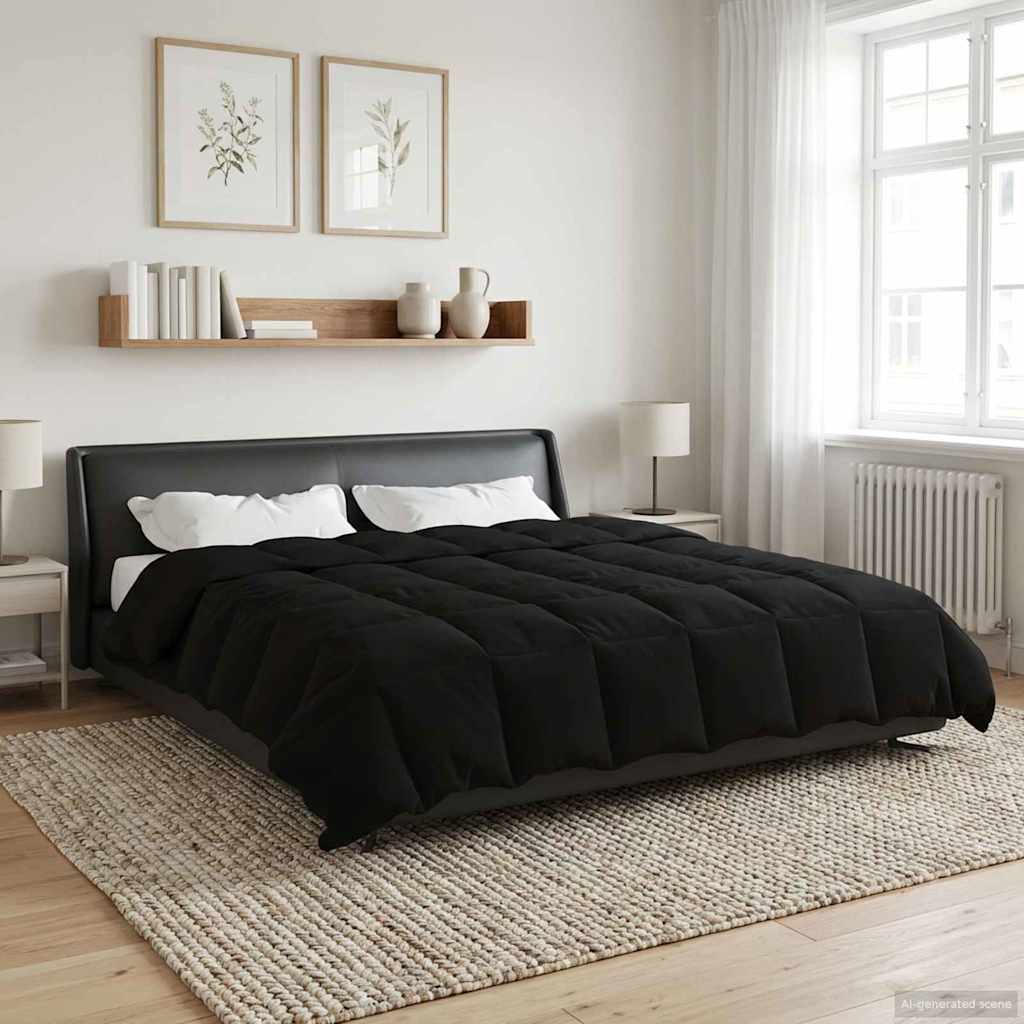 Sommerdecke Gepolstert Schwarz 200 x 240 cm Mikrofaser