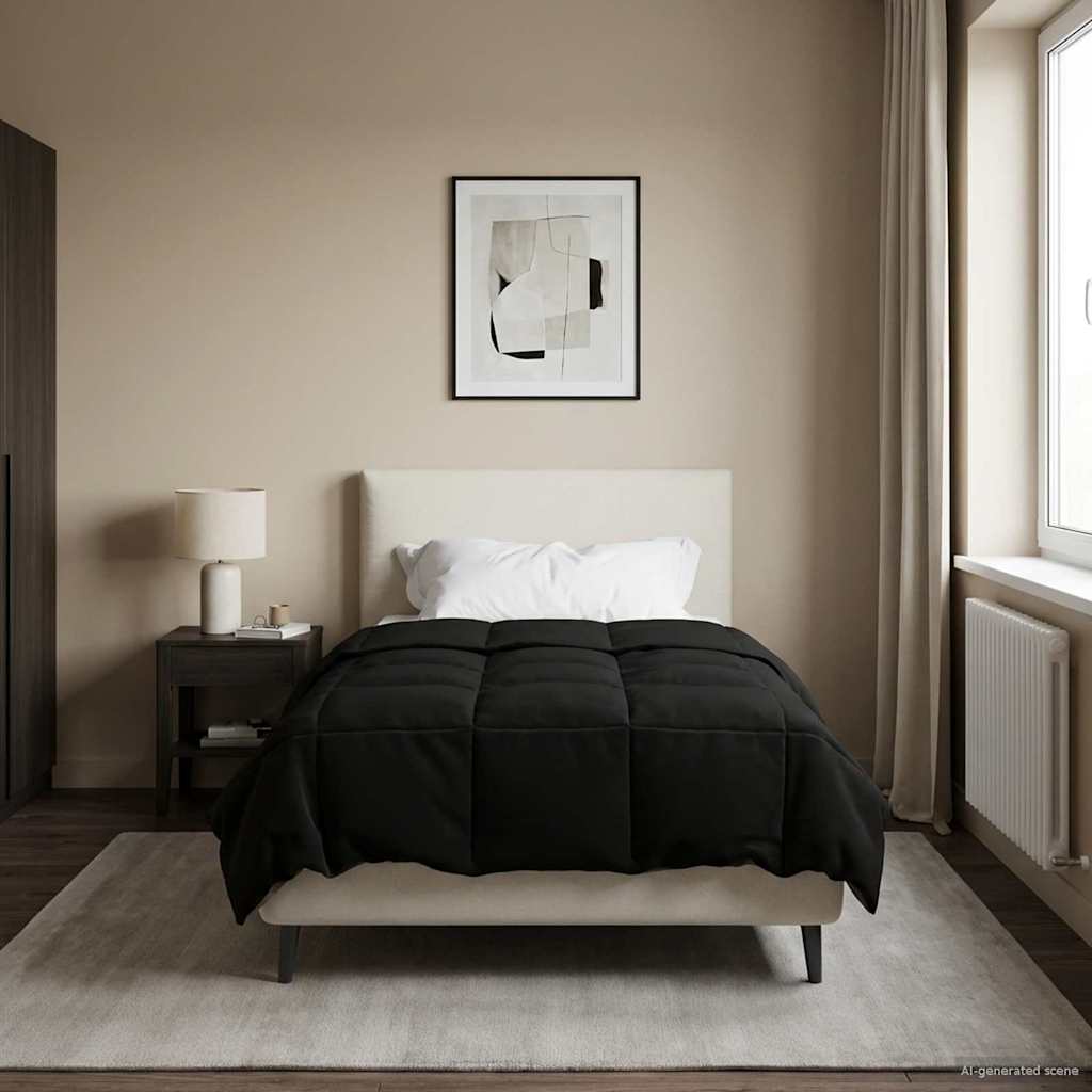 Sommerdecke Gepolstert Schwarz 140 x 220 cm Mikrofaser