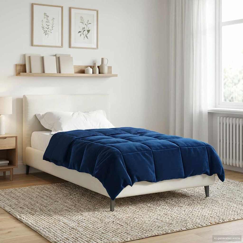 Sommerdecke Gepolstert Dunkelblau 135 x 220 cm Mikrofaser
