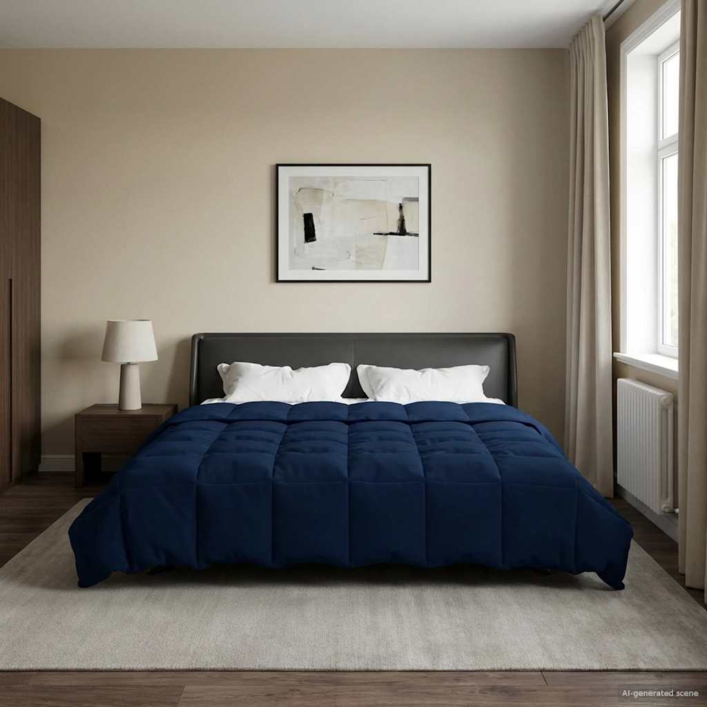 Sommerdecke Gepolstert Dunkelblau 200 x 220 cm Mikrofaser