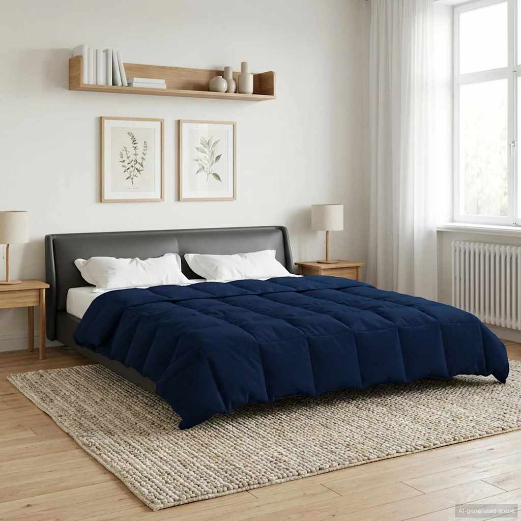 Sommerdecke Gepolstert Dunkelblau 220 x 240 cm Mikrofaser