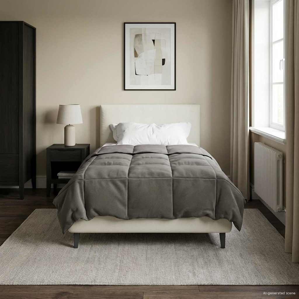 Ganzjahresbettdecke Gepolstert Hellgrau 155 x 220 cm Mikrofaser