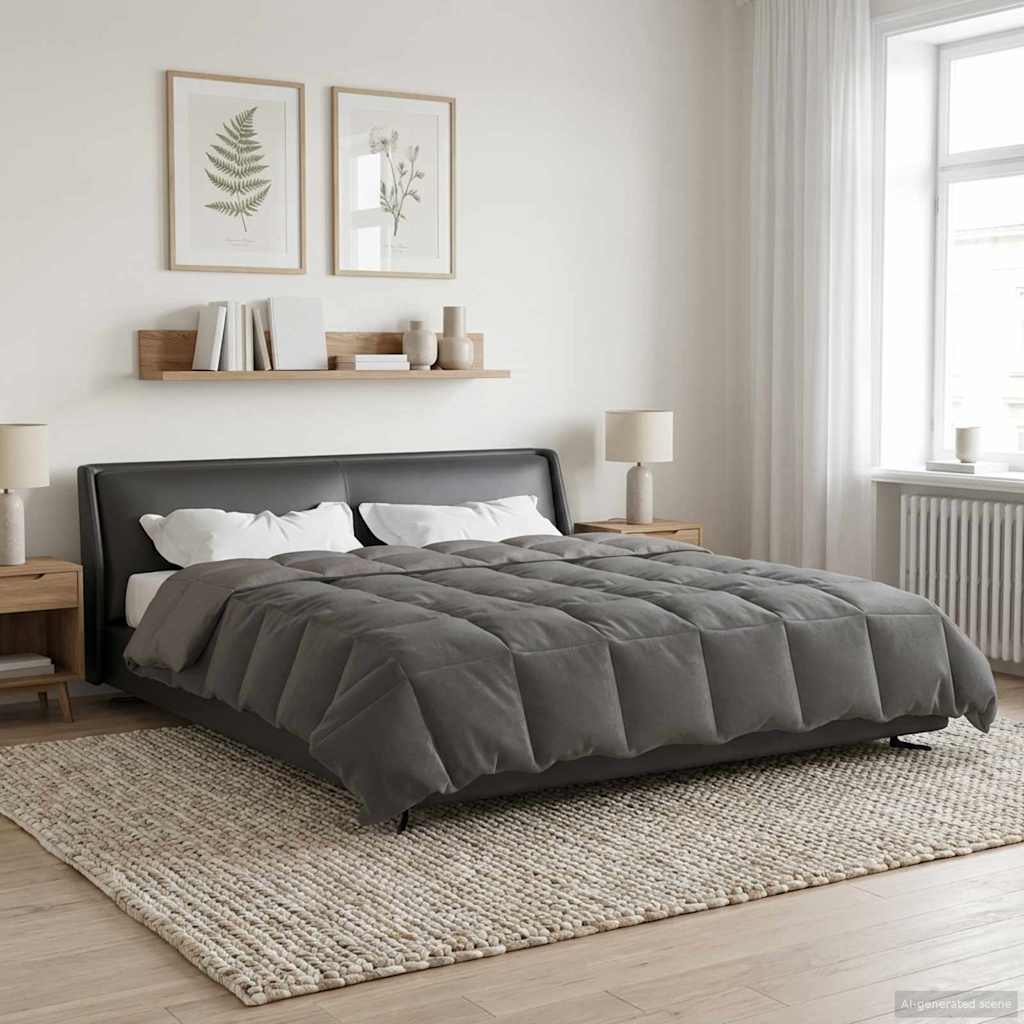 Ganzjahresbettdecke Gepolstert Hellgrau 220 x 240 cm Mikrofaser