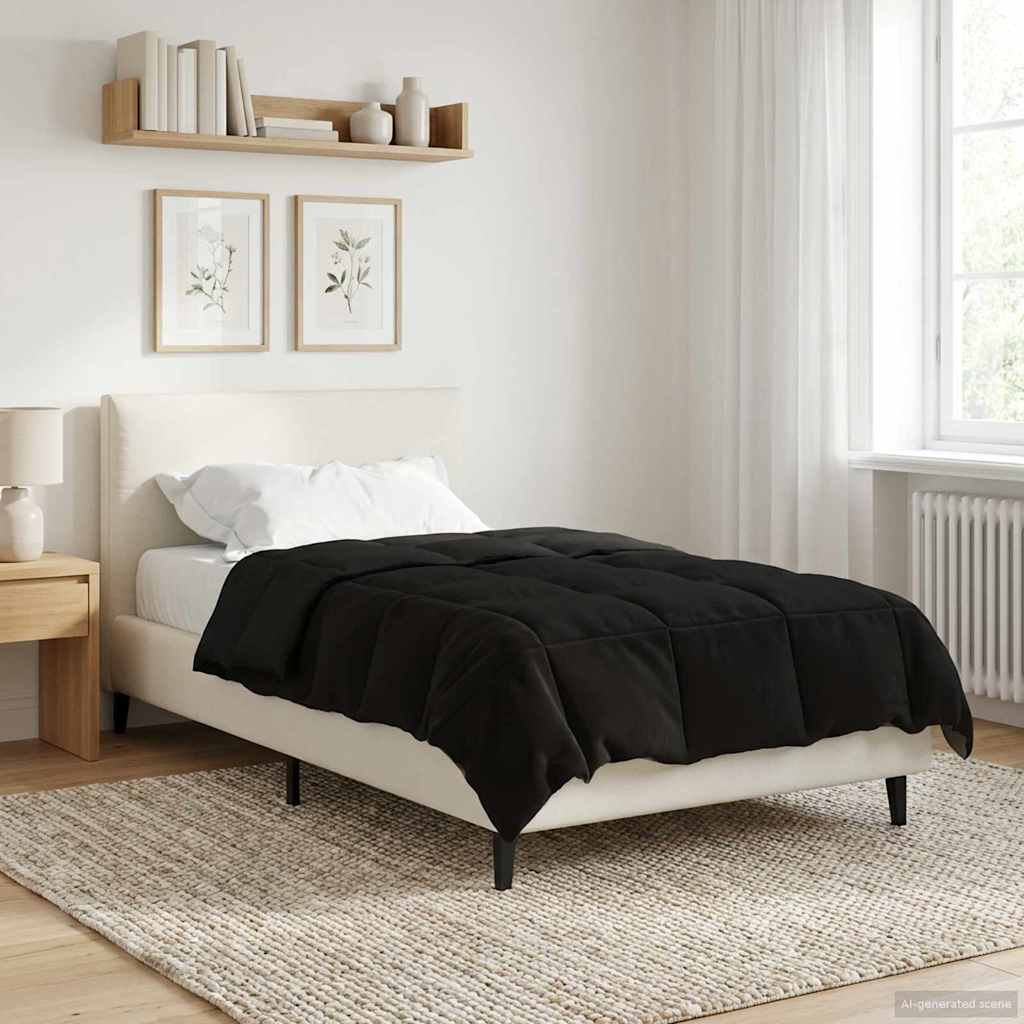 Ganzjahresbettdecke Gepolstert Schwarz 135 x 220 cm Mikrofaser