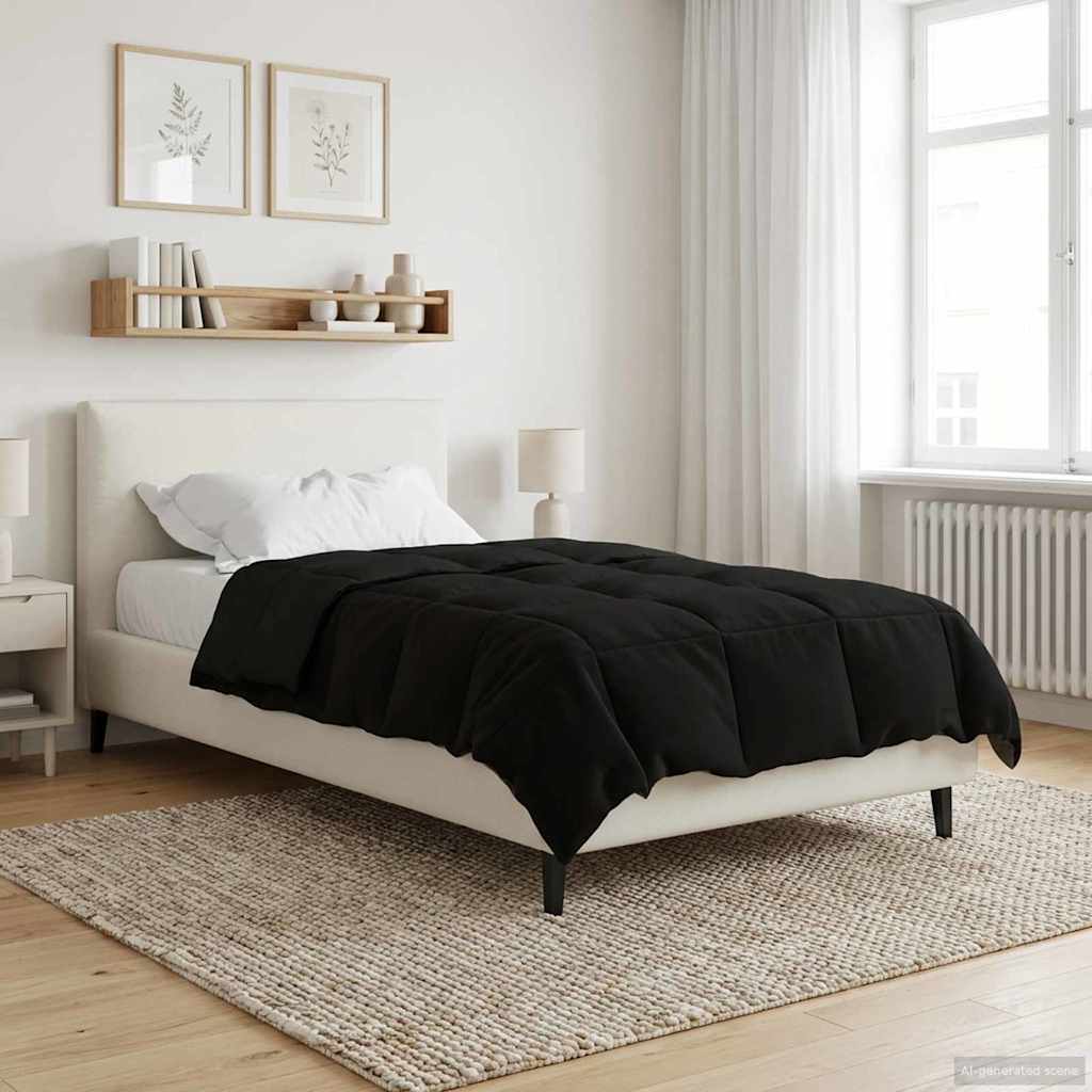 Ganzjahresbettdecke Gepolstert Schwarz 140 x 220 cm Mikrofaser