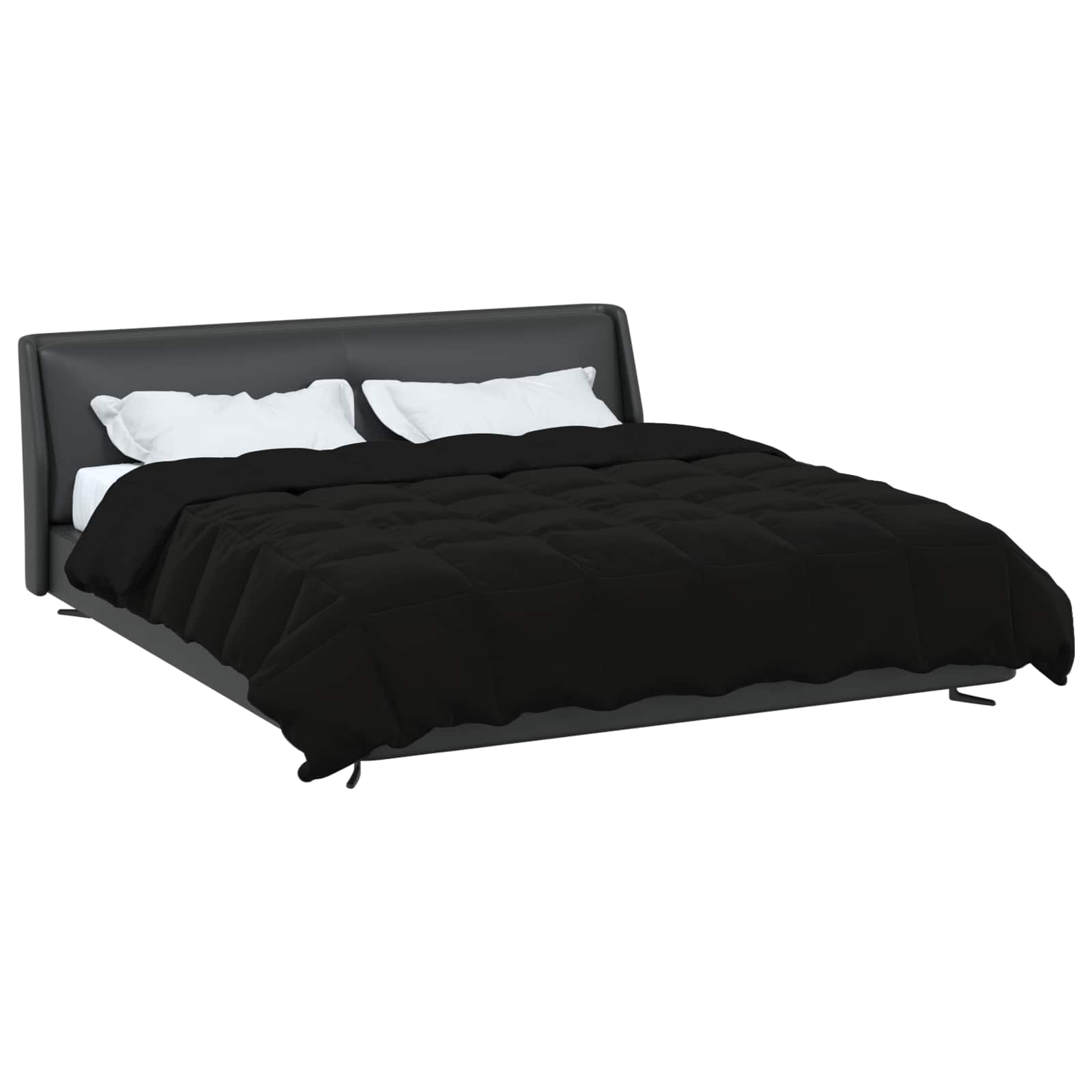 Ganzjahresbettdecke Gepolstert Schwarz 200 x 220 cm Mikrofaser