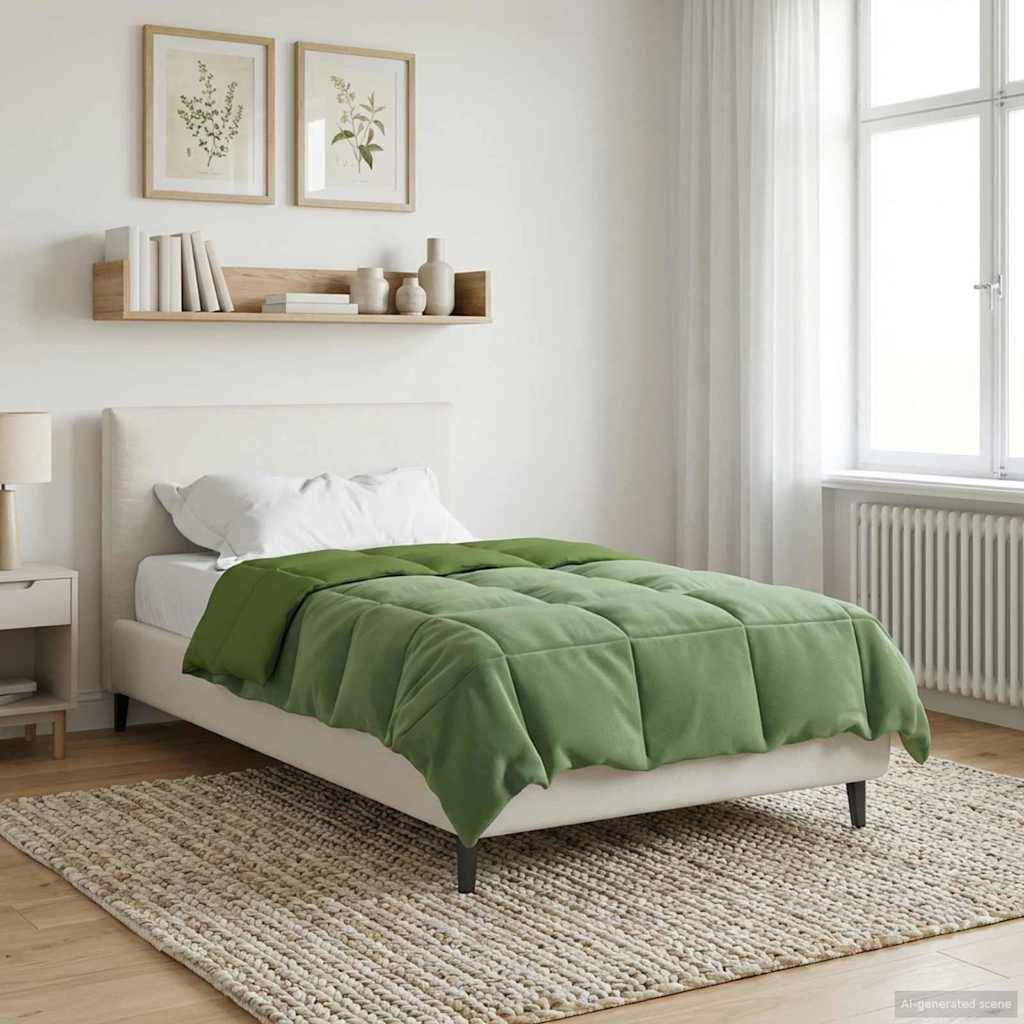 Ganzjahresbettdecke Gepolstert Grün 155 x 200 cm Mikrofaser