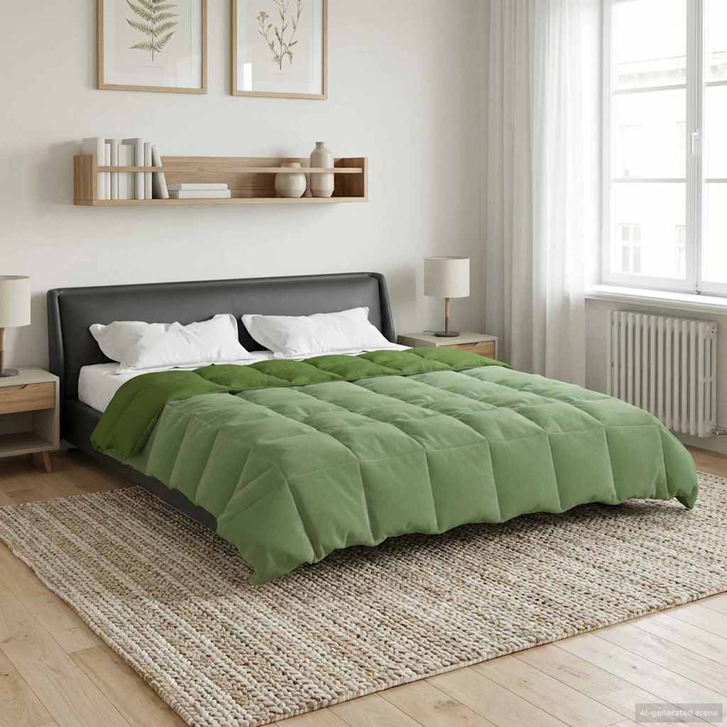 Ganzjahresbettdecke Gepolstert Grün 200 x 200 cm Mikrofaser