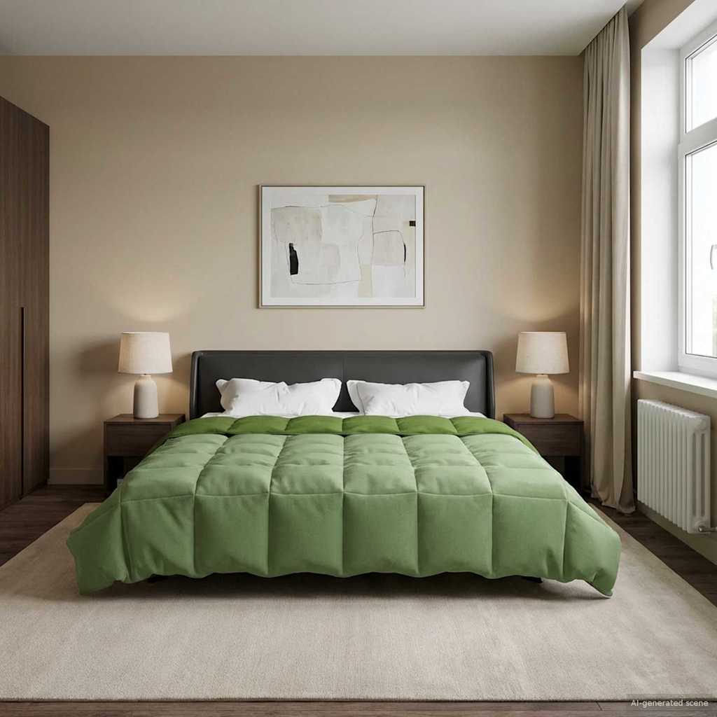 Ganzjahresbettdecke Gepolstert Grün 220 x 260 cm Mikrofaser
