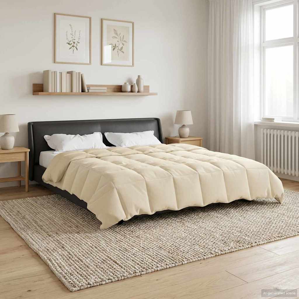 Ganzjahresbettdecke Gepolstert Creme 200 x 240 cm Mikrofaser