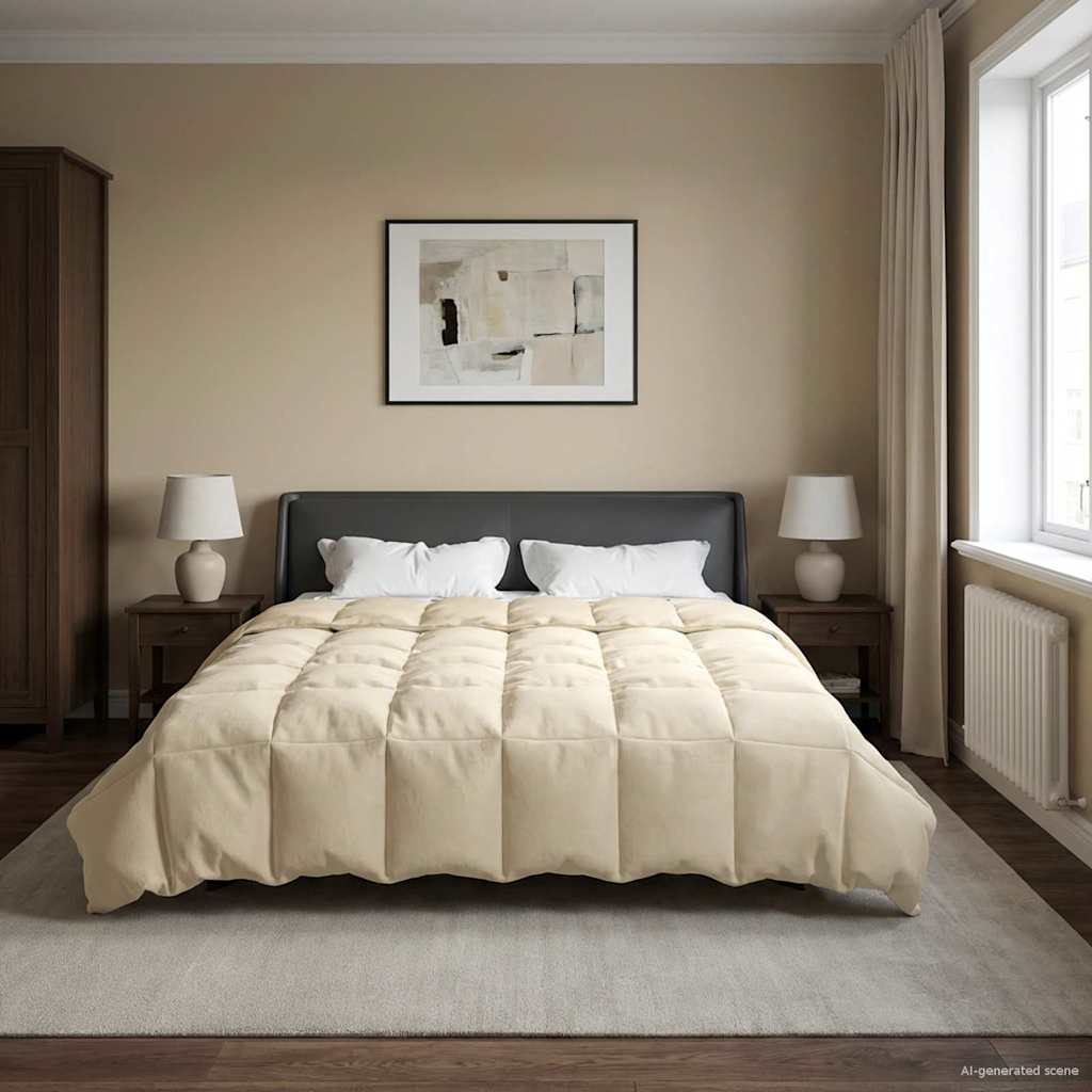 Ganzjahresbettdecke Gepolstert Creme 200 x 220 cm Mikrofaser