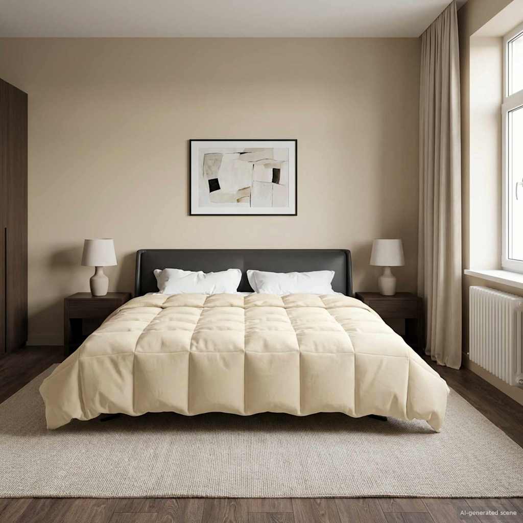Ganzjahresbettdecke Gepolstert Creme 240 x 260 cm Mikrofaser