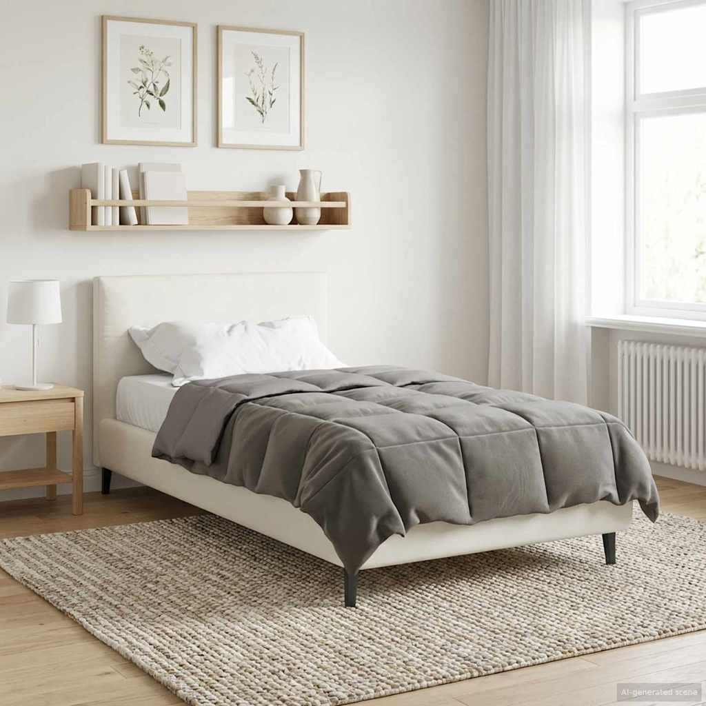 Winterbettdecke Gepolstert Hellgrau 135 x 200 cm Mikrofaser