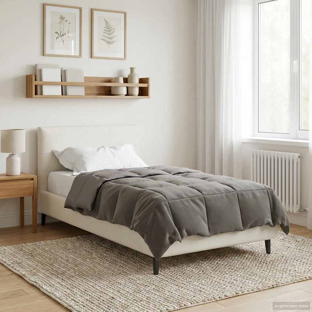 Winterbettdecke Gepolstert Hellgrau 155 x 200 cm Mikrofaser