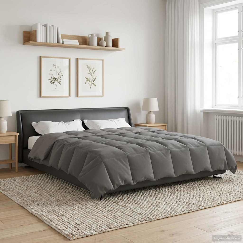 Winterbettdecke Gepolstert Hellgrau 200 x 240 cm Mikrofaser