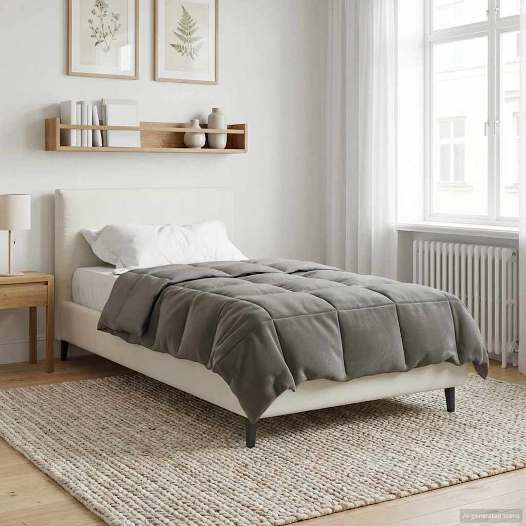 Winterbettdecke Gepolstert Hellgrau 135 x 200 cm Mikrofaser