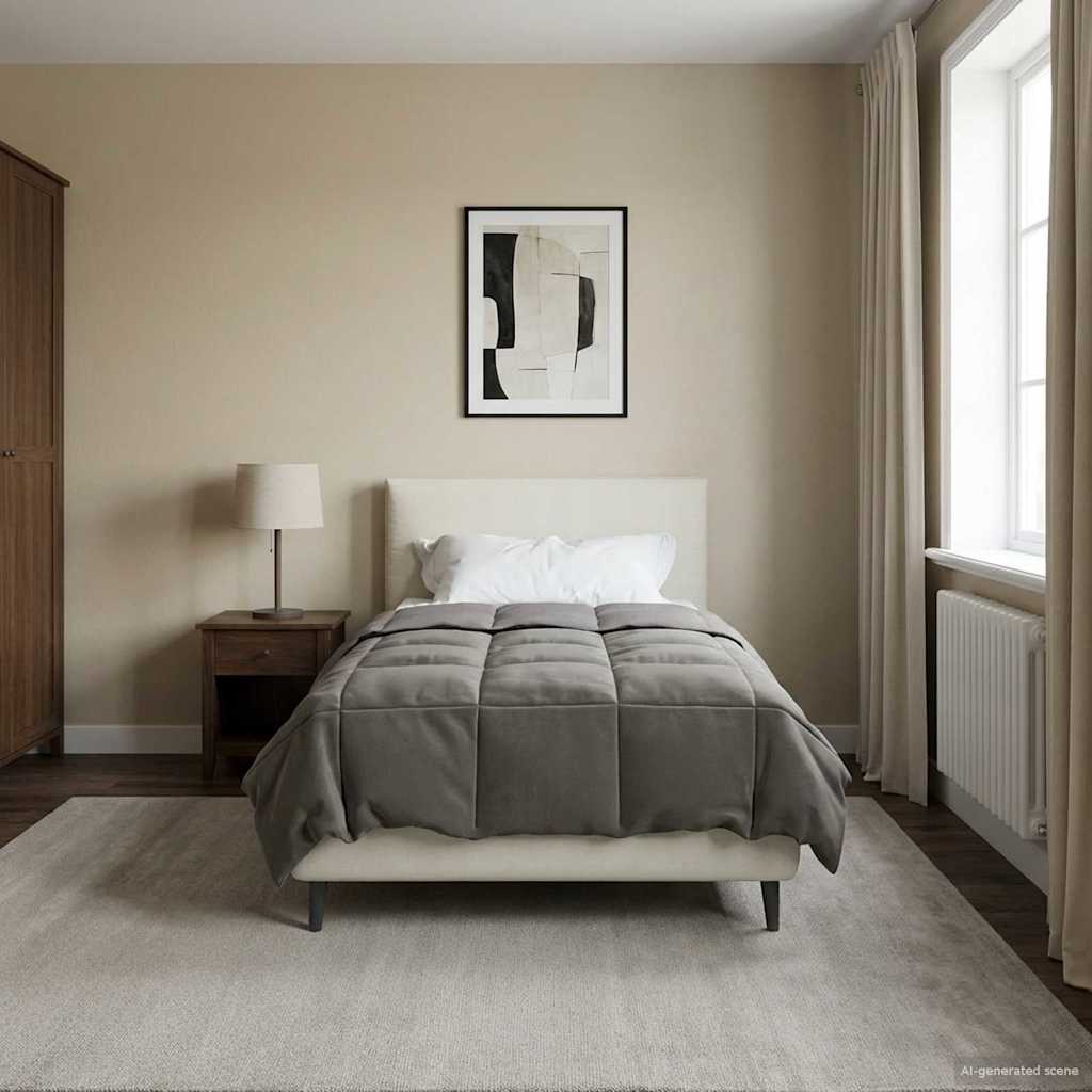 Winterbettdecke Gepolstert Hellgrau 140 x 220 cm Mikrofaser