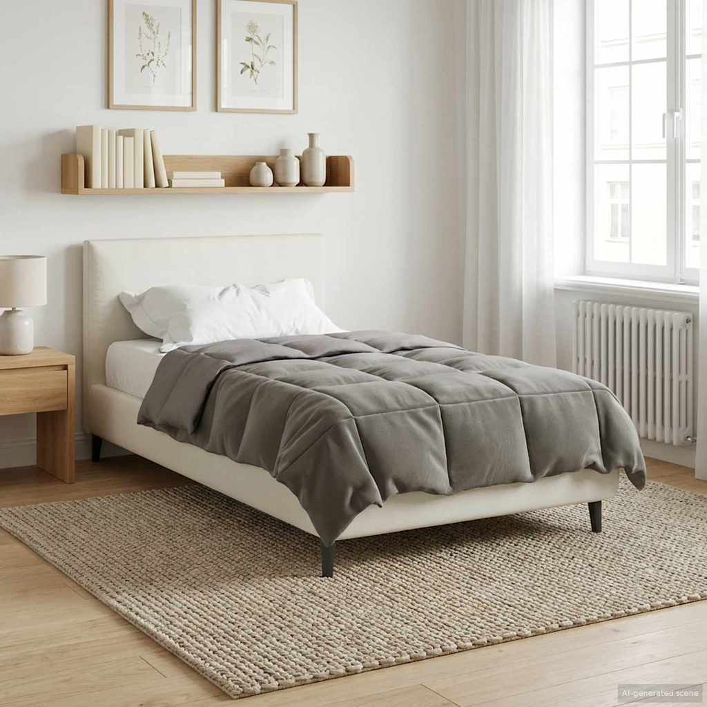 Winterbettdecke Gepolstert Hellgrau 155 x 220 cm Mikrofaser