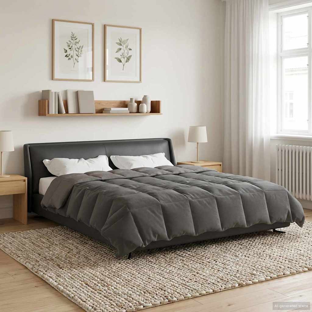 Winterbettdecke Gepolstert Hellgrau 220 x 240 cm Mikrofaser