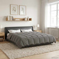 Winterbettdecke Gepolstert Hellgrau 240 x 260 cm Mikrofaser