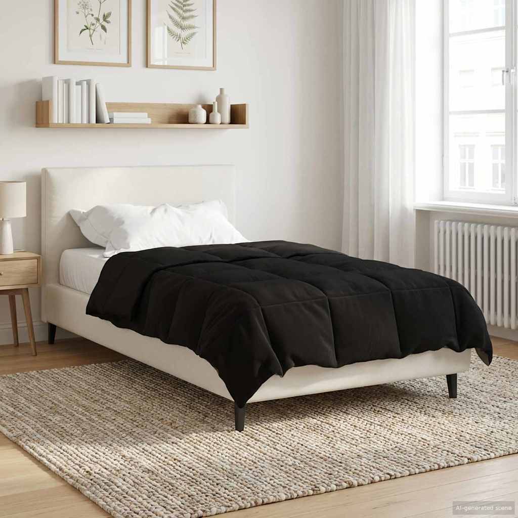 Winterbettdecke Gepolstert Schwarz 135 x 200 cm Mikrofaser
