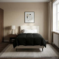 Winterbettdecke Gepolstert Schwarz 155 x 220 cm Mikrofaser
