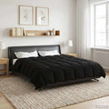 Winterbettdecke Gepolstert Schwarz 200 x 220 cm Mikrofaser
