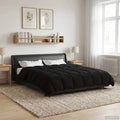 Winterbettdecke Gepolstert Schwarz 220 x 260 cm Mikrofaser
