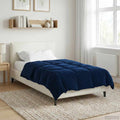 Winterbettdecke Gepolstert Dunkelblau 155 x 200 cm Mikrofaser