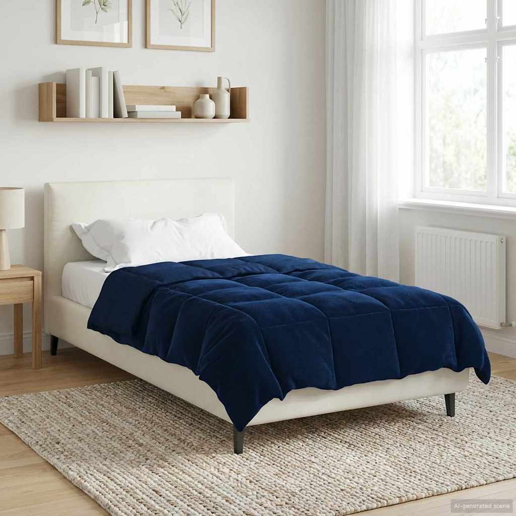 Winterbettdecke Gepolstert Dunkelblau 155 x 200 cm Mikrofaser