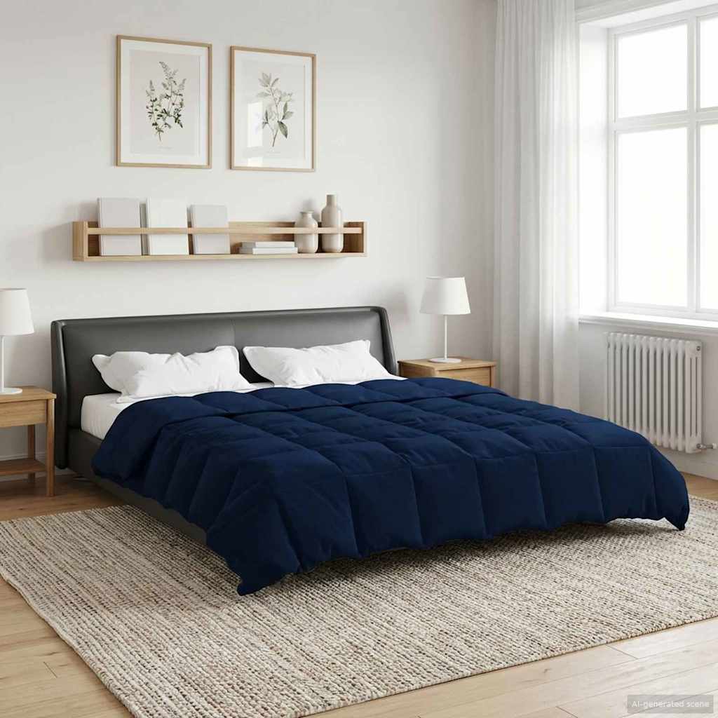 Winterbettdecke Gepolstert Dunkelblau 200 x 240 cm Mikrofaser