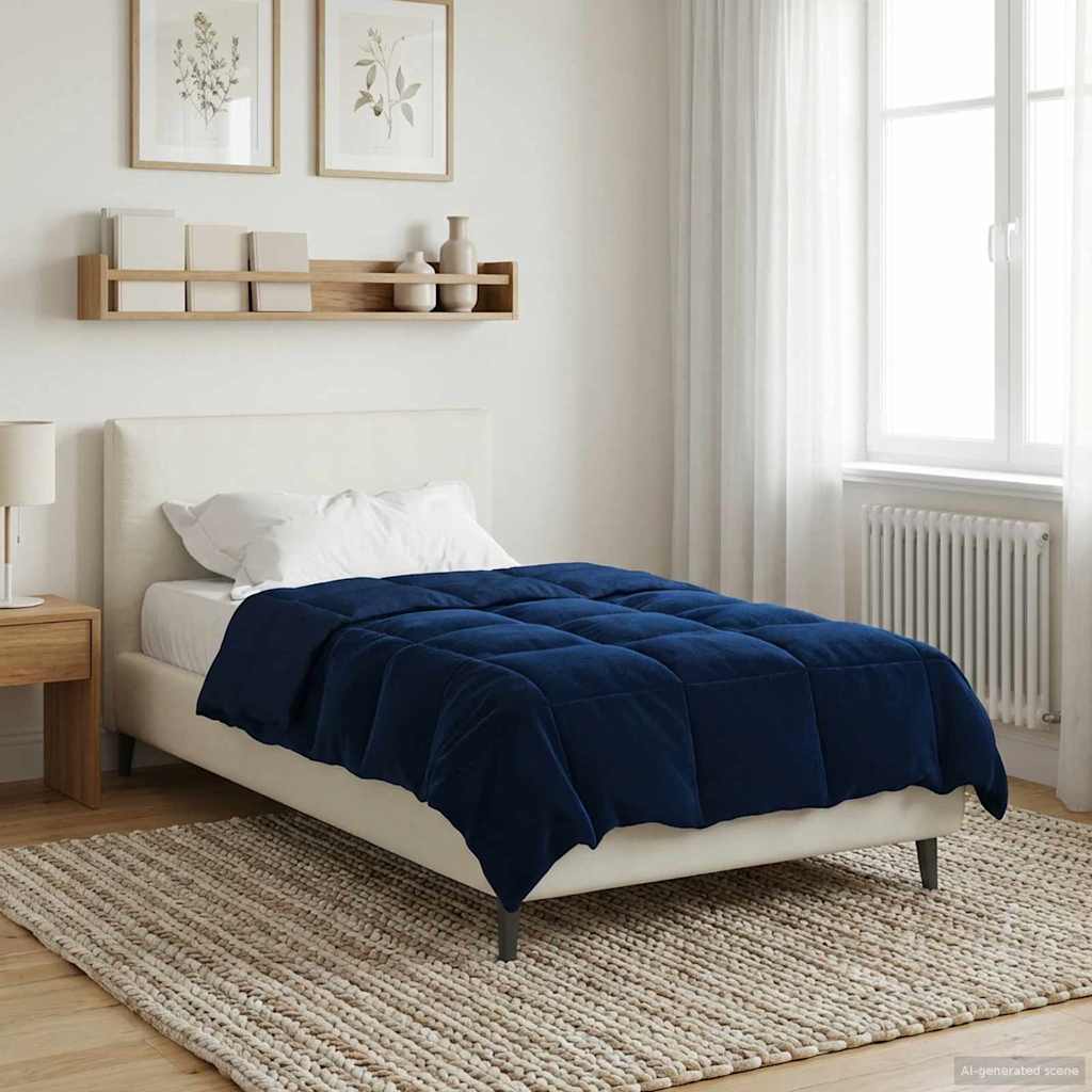 Winterbettdecke Gepolstert Dunkelblau 140 x 220 cm Mikrofaser