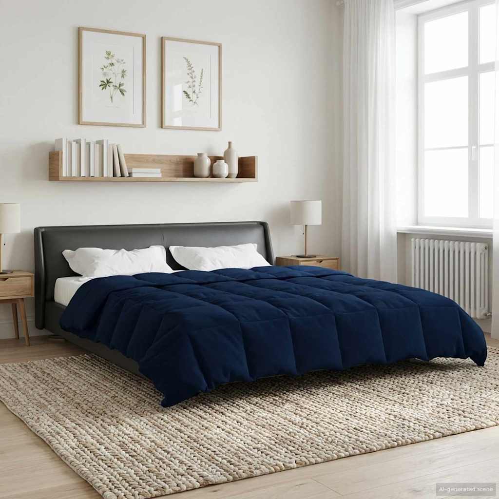 Winterbettdecke Gepolstert Dunkelblau 200 x 220 cm Mikrofaser