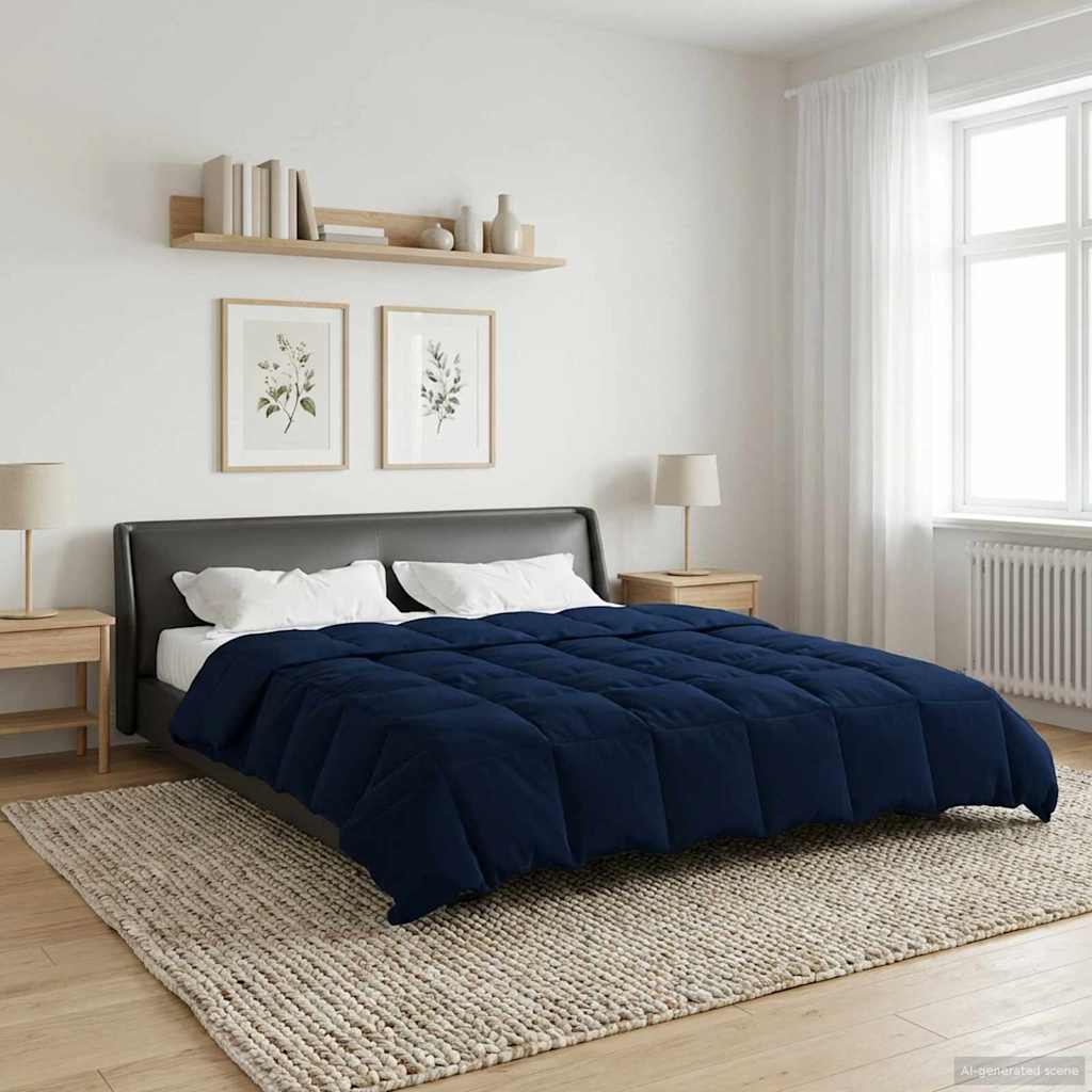 Winterbettdecke Gepolstert Dunkelblau 220 x 240 cm Mikrofaser