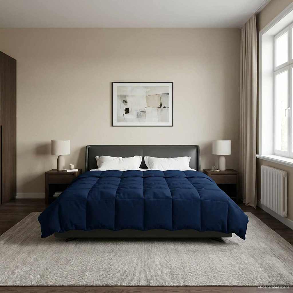Winterbettdecke Gepolstert Dunkelblau 220 x 260 cm Mikrofaser