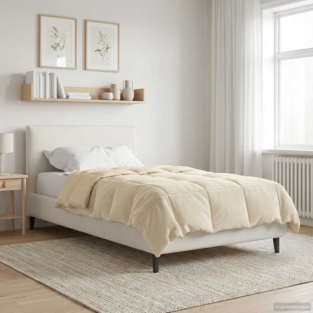 Winterbettdecke Gepolstert Creme 155 x 200 cm Mikrofaser