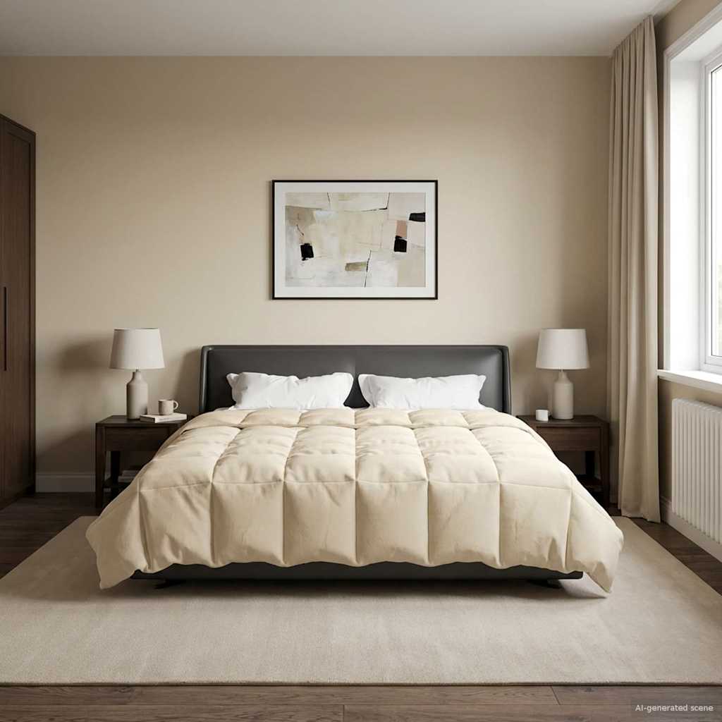 Winterbettdecke Gepolstert Creme 200 x 200 cm Mikrofaser