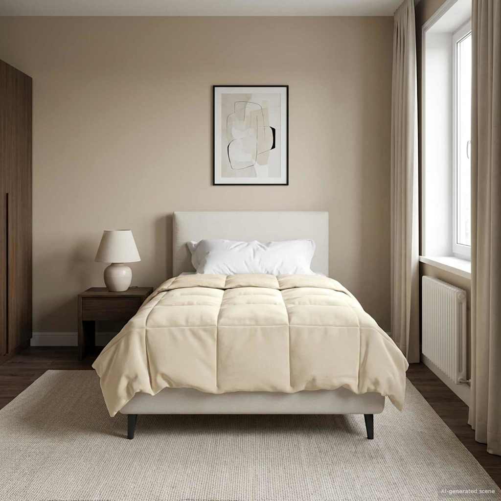 Winterbettdecke Gepolstert Creme 135 x 220 cm Mikrofaser