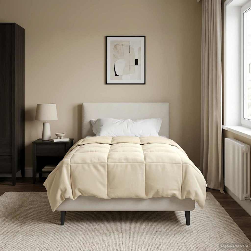 Winterbettdecke Gepolstert Creme 140 x 220 cm Mikrofaser