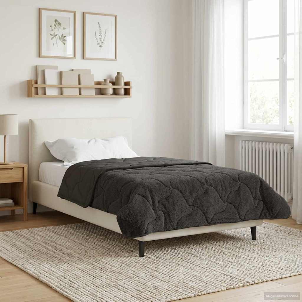 Sommerdecke Anthrazit 155 x 200 cm Mikrofaser und Teddy-Fleece