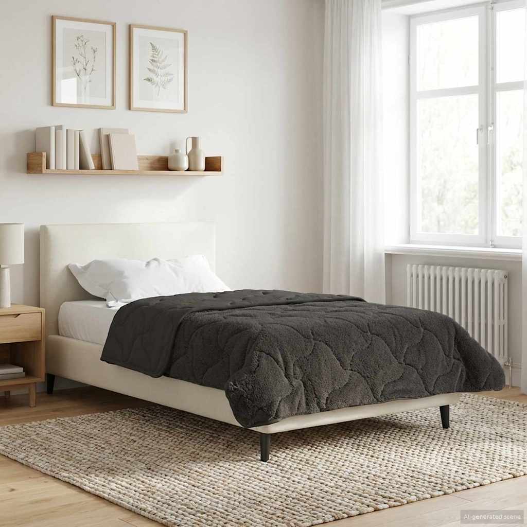 Sommerdecke Anthrazit 135 x 200 cm Mikrofaser und Teddy-Fleece