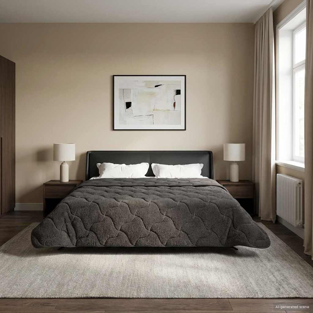 Sommerdecke Anthrazit 220 x 260 cm Mikrofaser und Teddy-Fleece