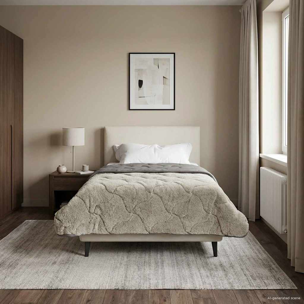 Sommerdecke Hellgrau 135 x 200 cm Mikrofaser und Teddy-Fleece