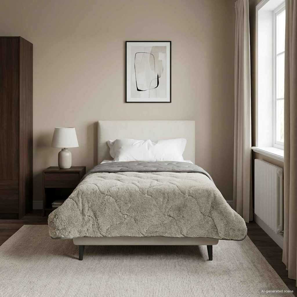 Sommerdecke Hellgrau 155 x 200 cm Mikrofaser und Teddy-Fleece
