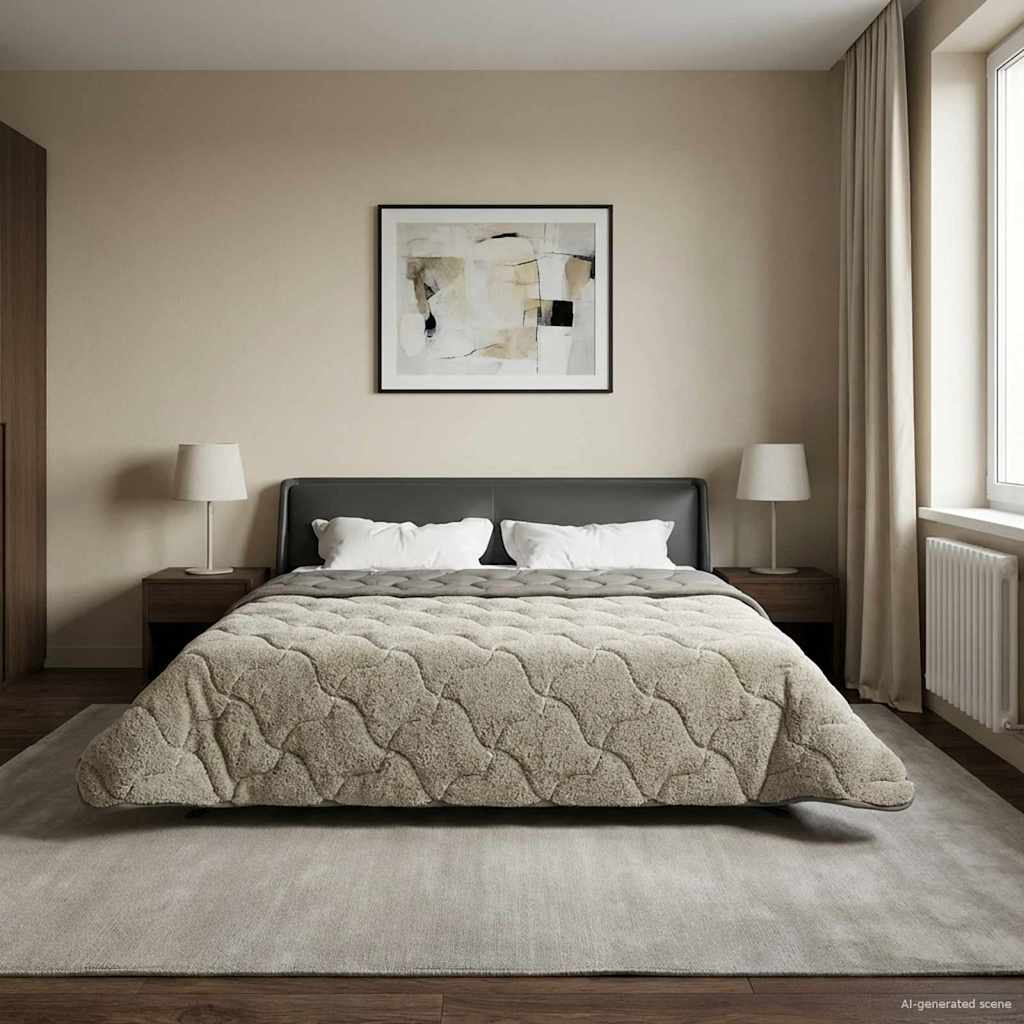 Sommerdecke Hellgrau 200 x 200 cm Mikrofaser und Teddy-Fleece